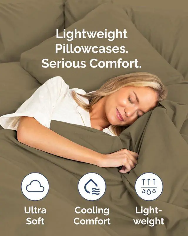 Alt view image 3 of 7 - King Standard Pillow Cases Set of 8 - Ultra Soft Hotel Quality Pillowcase Covers - Comfy & Wrinkle Free - Shrink & Fade Resistant - Easy-Care, Machine Washable Pillow Protectors - 8 Piece Set - Khaki