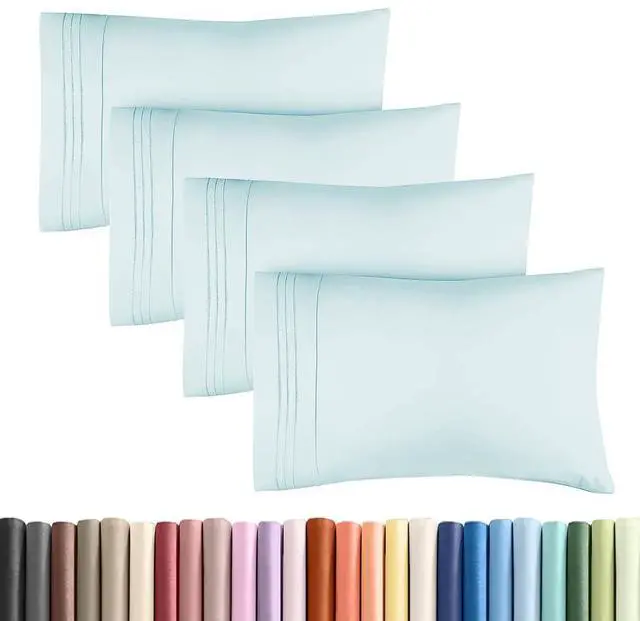 Main image of Standard Pillow Cases Set of 4 - Ultra Soft Hotel Quality Pillowcase Covers - Comfy Bedding for Women, Men, Kids & Teens - Machine Washable Pillow Protectors - 4 Piece Set - Standard Size Ice Blue