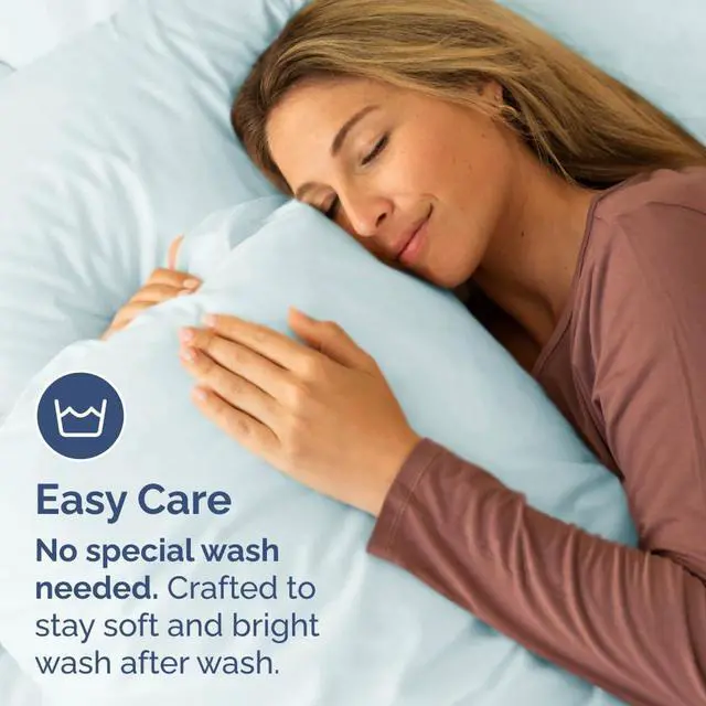 Alt view image 5 of 7 - Standard Pillow Cases Set of 4 - Ultra Soft Hotel Quality Pillowcase Covers - Comfy Bedding for Women, Men, Kids & Teens - Machine Washable Pillow Protectors - 4 Piece Set - Standard Size Ice Blue
