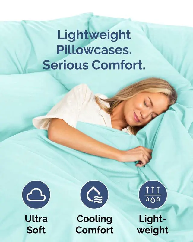 Alt view image 3 of 7 - King Standard Pillow Cases Set of 8 - Ultra Soft Hotel Quality Pillowcase Covers - Cozy & Wrinkle Free - Shrink, Stain and Fade Resistant - Machine Washable Pillow Protectors - 8 Piece Set - Spa Blue