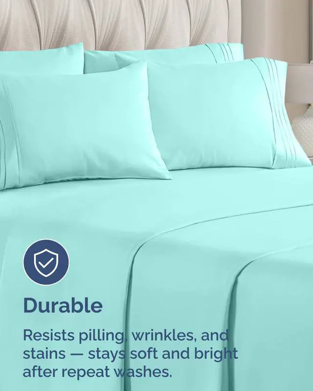 Alt view image 4 of 7 - King Standard Pillow Cases Set of 8 - Ultra Soft Hotel Quality Pillowcase Covers - Cozy & Wrinkle Free - Shrink, Stain and Fade Resistant - Machine Washable Pillow Protectors - 8 Piece Set - Spa Blue