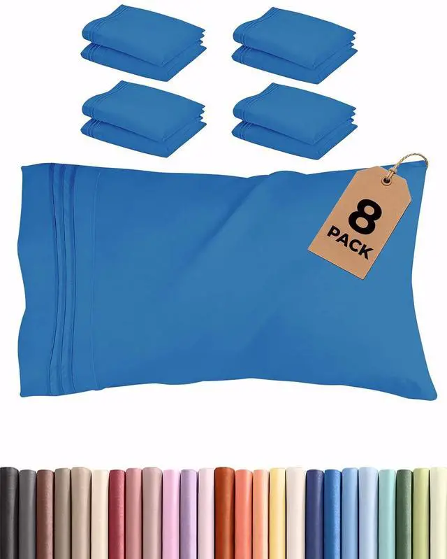 Main image of King Pillow Cases Set of 8 - Ultra Soft Hotel Quality Pillowcase Covers - Comfy & Wrinkle Free - Shrink, Stain and Fade Resistant - Soft, Machine Washable Pillow Protectors - 8 Piece Set - Royal Blue