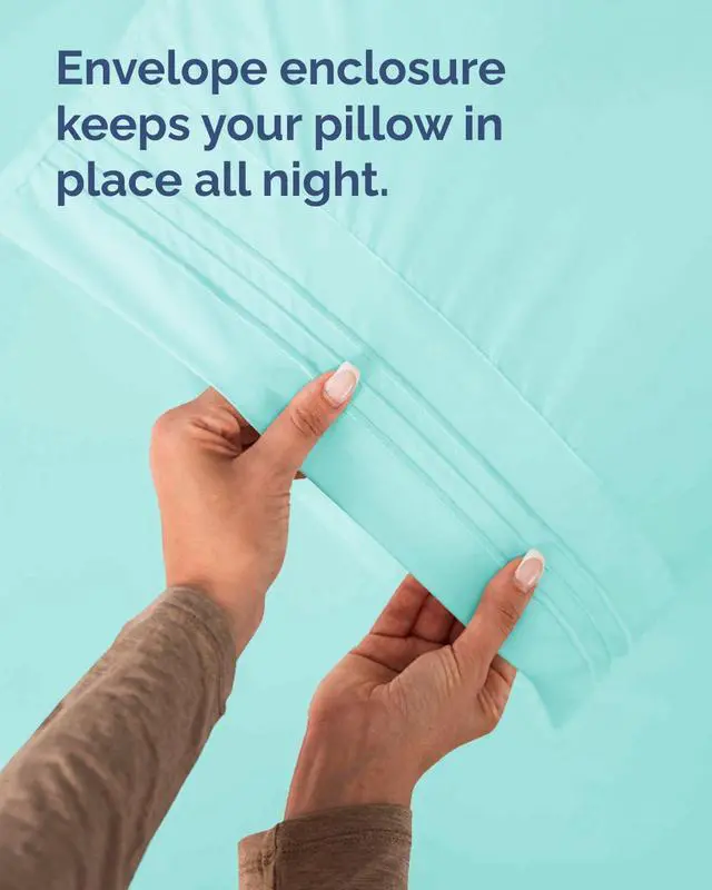 Alt view image 7 of 7 - King Standard Pillow Cases Set of 10 - Ultra Soft Hotel Quality Pillowcase Covers - Comfy & Wrinkle Free - Shrink & Fade Resistant - Soft, Machine Washable Pillow Protectors - 10 Piece Set - Spa Blue