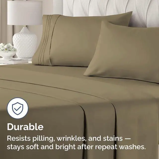 Alt view image 4 of 7 - King Standard Pillow Cases Set of 4 - Soft Hotel Quality Pillowcase Covers - Comfy Bedding for Women, Men, Kids & Teens - Machine Washable Pillow Protectors - 4 Piece Set - King Standard Size Khaki