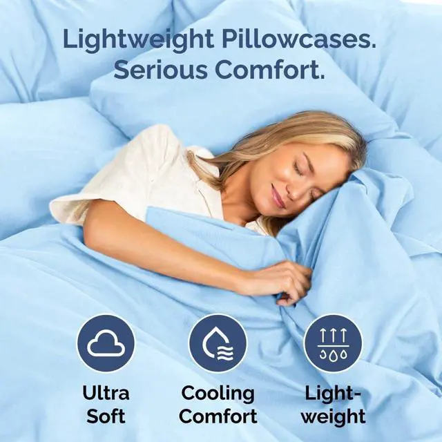Alt view image 3 of 7 - King Standard Pillow Cases Set of 2 - Soft Hotel Quality Pillowcase Covers - Comfy, Cozy & Fade Free - Wrinkle Resistant - Machine Washable Pillow Protectors - 2 Piece Set - King Standard Light Blue