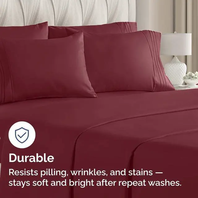 Alt view image 4 of 7 - Queen Pillow Cases Set of 10 - Ultra Soft Hotel Quality Pillowcase Covers - Comfy, Cozy & Wrinkle Free - Shrink, Stain and Fade Resistant - Machine Washable Pillow Protectors - 10 Pcs Set - Burgundy