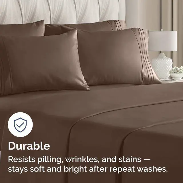 Alt view image 4 of 7 - Queen Pillow Cases Set of 8 - Ultra Soft Hotel Quality Pillowcase Covers - Comfy & Wrinkle Free - Shrink, Stain and Fade Resistant - Easy-Care, Machine Washable Pillow Protectors - 8 Pcs Set - Brown