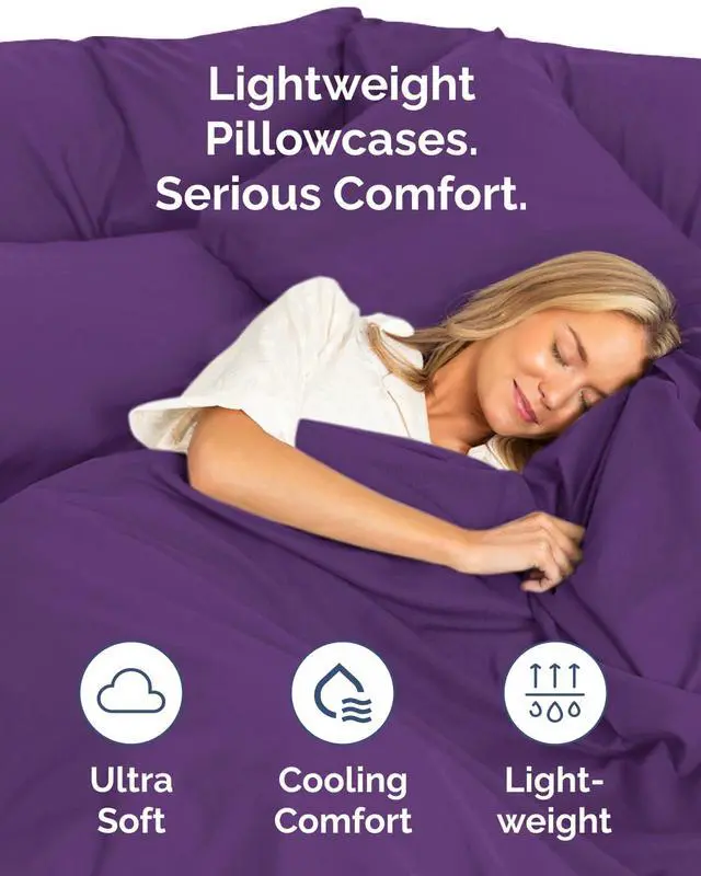 Alt view image 3 of 7 - King Standard Pillow Cases Set of 8 - Ultra Soft Hotel Quality Pillowcase Covers - Comfy & Wrinkle Free - Stain & Fade Resistant - Easy-Care, Machine Washable Pillow Protectors - 8 Piece Set - Purple