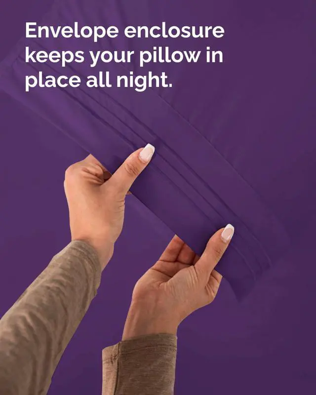Alt view image 7 of 7 - King Standard Pillow Cases Set of 8 - Ultra Soft Hotel Quality Pillowcase Covers - Comfy & Wrinkle Free - Stain & Fade Resistant - Easy-Care, Machine Washable Pillow Protectors - 8 Piece Set - Purple