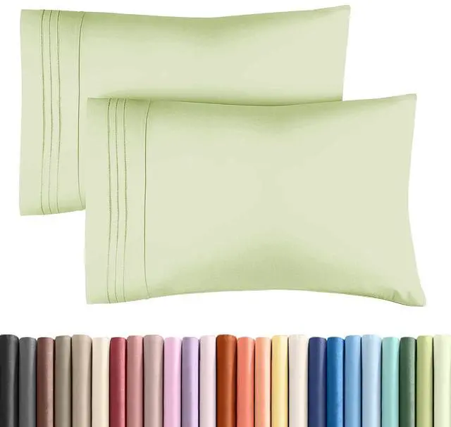 Main image of Queen Pillow Cases Set of 2 - Ultra Soft Hotel Quality Pillowcase Covers - Comfy, Cozy & Wrinkle Free - Shrinkage & Fade Resistant - Machine Washable Pillow Protectors - 2 Piece Set - Light Sage Green