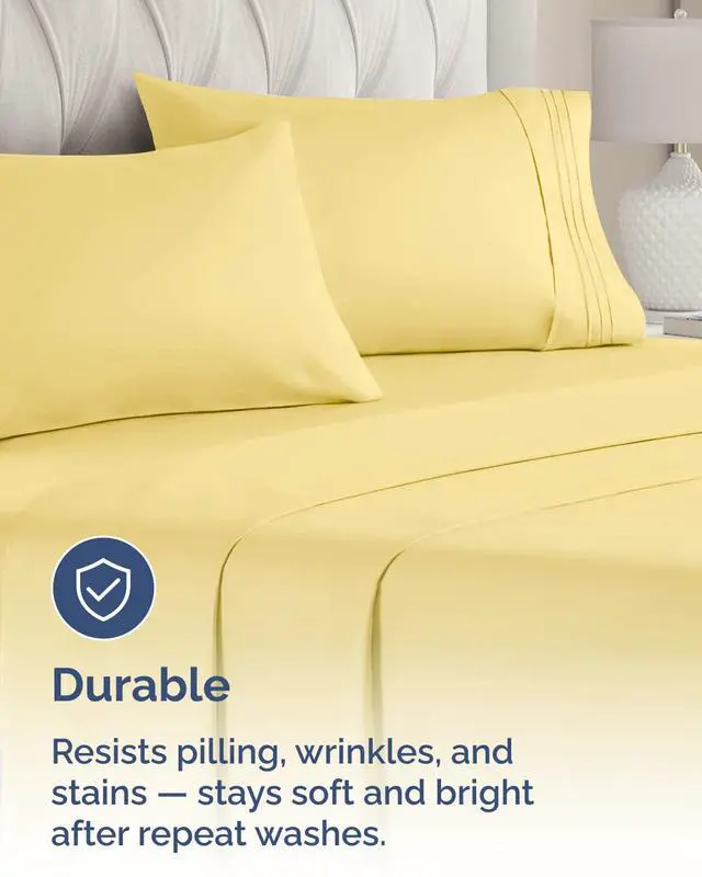 Alt view image 4 of 7 - King Pillow Cases Set of 8 - Ultra Soft Hotel Quality Pillowcase Covers - Cozy & Wrinkle Free - Shrink, Stain and Fade Resistant - Easy-Care, Machine Washable Pillow Protectors - 8 Piece Set - Yellow