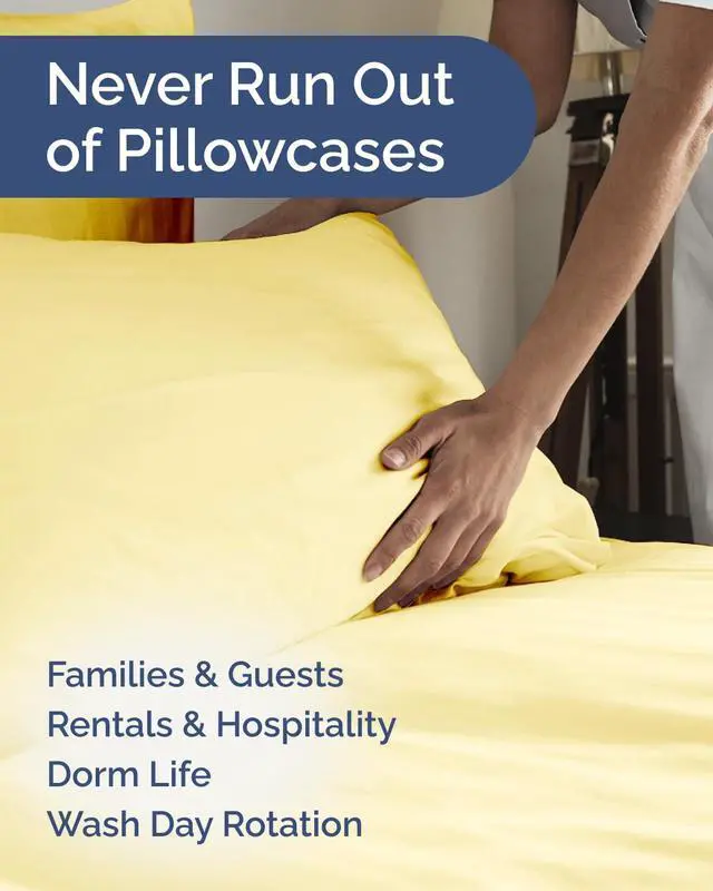 Alt view image 5 of 7 - King Pillow Cases Set of 8 - Ultra Soft Hotel Quality Pillowcase Covers - Cozy & Wrinkle Free - Shrink, Stain and Fade Resistant - Easy-Care, Machine Washable Pillow Protectors - 8 Piece Set - Yellow