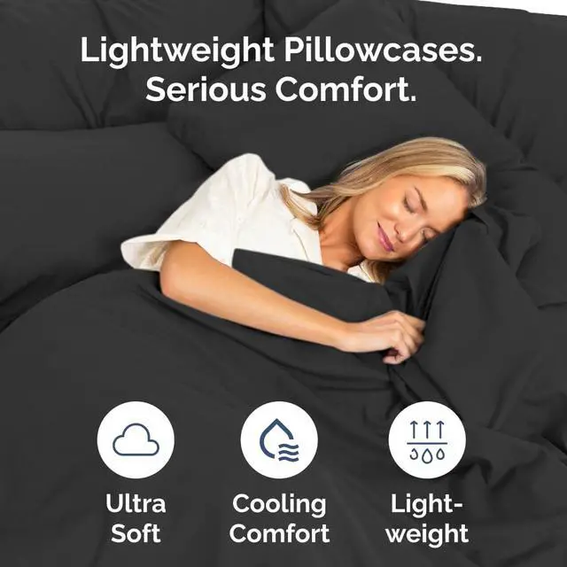 Alt view image 3 of 7 - King Pillow Cases Set of 6 - Ultra Soft Hotel Quality Pillowcase Covers - Comfy & Wrinkle Free - Shrink, Stain and Fade Resistant - Easy-Care, Machine Washable Pillow Protectors - 6 Piece Set - Black