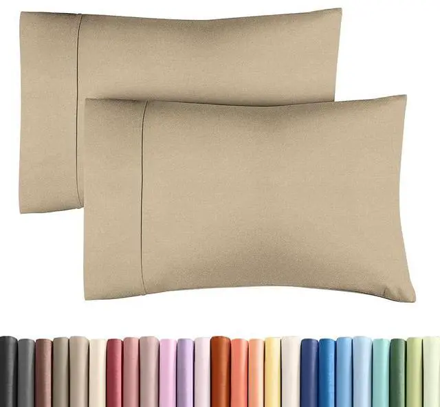 Main image of King Standard Pillow Cases Set of 2 - Ultra-Soft Hotel Quality Pillowcase Covers - Comfy, Cozy & Fade Free - Wrinkle Resistant - Machine Washable Pillow Protectors - 2 Piece Set - Heathered Beige