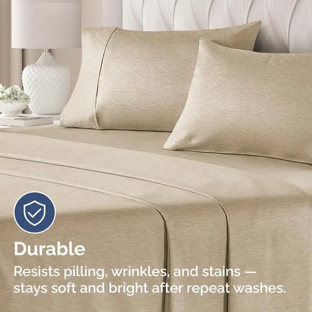 Alt view image 4 of 7 - King Standard Pillow Cases Set of 2 - Ultra-Soft Hotel Quality Pillowcase Covers - Comfy, Cozy & Fade Free - Wrinkle Resistant - Machine Washable Pillow Protectors - 2 Piece Set - Heathered Beige