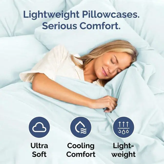 Alt view image 3 of 7 - Body Pillowcases Set of 2-20x54 Long Body Pillow Case - Soft Body Pillow Cover for Sleeping & Side Sleepers - Comfy, Breathable & Wrinkle Free - Machine Washable w/Envelope Enclosure (Ice Blue)