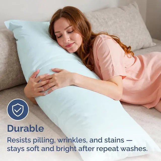 Alt view image 4 of 7 - Body Pillowcases Set of 2-20x54 Long Body Pillow Case - Soft Body Pillow Cover for Sleeping & Side Sleepers - Comfy, Breathable & Wrinkle Free - Machine Washable w/Envelope Enclosure (Ice Blue)