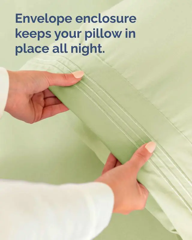 Alt view image 7 of 7 - King Pillow Cases Set of 6 - Ultra Soft Hotel Quality Pillowcase Covers - Comfy & Wrinkle Free - Shrink, Stain and Fade Resistant - Machine Washable Pillow Protectors - 6 Piece Set - Light Sage Green