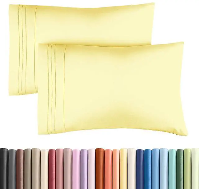 Main image of King Pillow Cases Set of 2 - Ultra Soft Hotel Quality Pillowcase Covers - Comfy, Cozy & Wrinkle Free - Shrinkage, Stain and Fade Resistant - Machine Washable Pillow Protectors - 2 Piece Set - Yellow