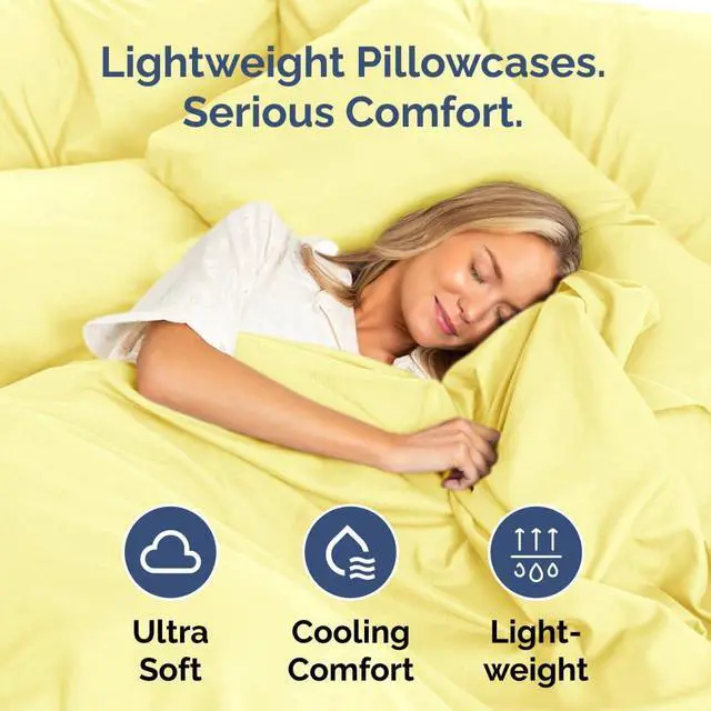 Alt view image 3 of 7 - King Pillow Cases Set of 2 - Ultra Soft Hotel Quality Pillowcase Covers - Comfy, Cozy & Wrinkle Free - Shrinkage, Stain and Fade Resistant - Machine Washable Pillow Protectors - 2 Piece Set - Yellow