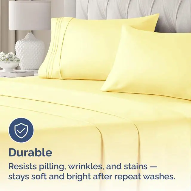 Alt view image 4 of 7 - King Pillow Cases Set of 2 - Ultra Soft Hotel Quality Pillowcase Covers - Comfy, Cozy & Wrinkle Free - Shrinkage, Stain and Fade Resistant - Machine Washable Pillow Protectors - 2 Piece Set - Yellow