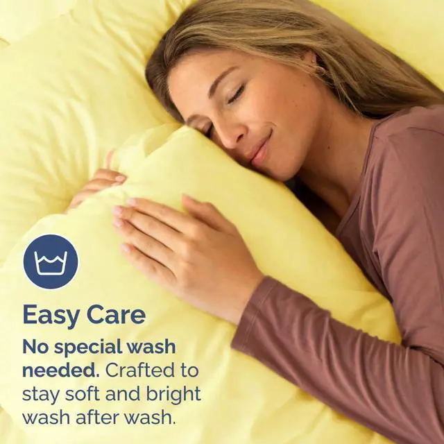 Alt view image 5 of 7 - King Pillow Cases Set of 2 - Ultra Soft Hotel Quality Pillowcase Covers - Comfy, Cozy & Wrinkle Free - Shrinkage, Stain and Fade Resistant - Machine Washable Pillow Protectors - 2 Piece Set - Yellow