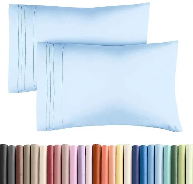 Main image of Queen Pillow Cases Set of 2 - Ultra Soft Hotel Quality Pillowcase Covers - Comfy, Cozy & Wrinkle Free - Shrink, Stain & Fade Resistant - Machine Washable Pillow Protectors - 2 Piece Set - Light Blue