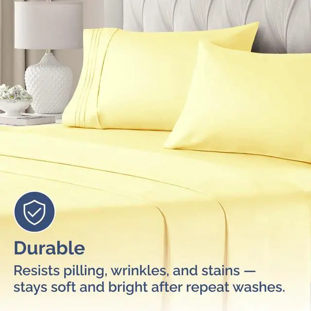 Alt view image 4 of 7 - King Pillow Cases Set of 4 - Ultra Soft Hotel Quality Pillowcase Covers - Comfy, Cozy & Wrinkle Free - Shrinkage, Stain and Fade Resistant - Machine Washable Pillow Protectors - 4 Piece Set - Yellow
