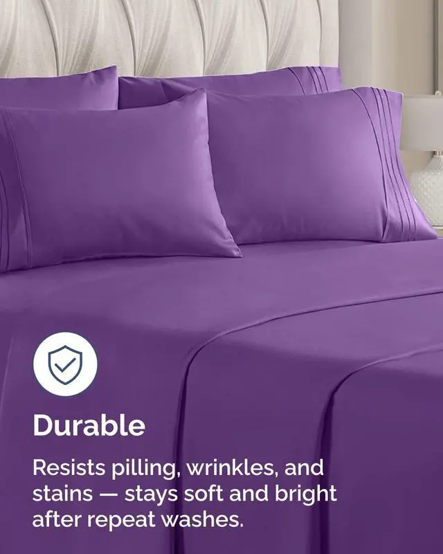 Alt view image 4 of 7 - King Standard Pillow Cases Set of 8 - Ultra Soft Hotel Quality Pillowcase Covers - Comfy & Wrinkle Free - Stain & Fade Resistant - Easy-Care, Machine Washable Pillow Protectors - 8 Piece Set - Purple