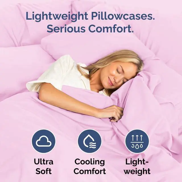 Alt view image 3 of 7 - King Standard Pillow Cases Set of 2 - Ultra-Soft Hotel Quality Pillowcase Covers - Comfy, Cozy & Fade Free - Wrinkle Resistant - Machine Washable Pillow Protectors - 2 Piece Set - Light Pink