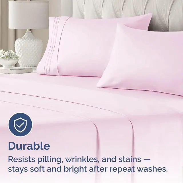 Alt view image 4 of 7 - King Pillow Cases Set of 4 - Ultra Soft Hotel Quality Pillowcase Covers - Comfy, Cozy & Wrinkle Free - Shrinkage, Stain & Fade Resistant - Machine Washable Pillow Protectors - 4 Piece Set - Light Pink