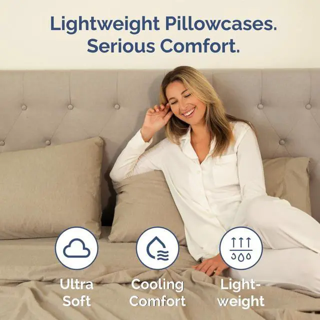 Alt view image 3 of 7 - Queen Pillow Cases Set of 2 - Ultra Soft Hotel Quality Pillowcase Covers - Comfy, Cozy & Wrinkle Free - Shrinkage and Fade Resistant - Machine Washable Pillow Protectors - 2 Piece Set - Heathered Tan
