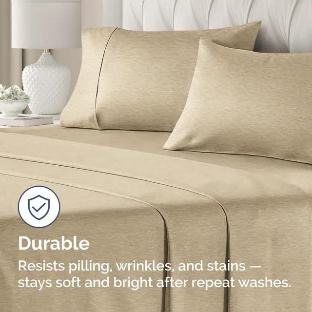 Alt view image 4 of 7 - Queen Pillow Cases Set of 2 - Ultra Soft Hotel Quality Pillowcase Covers - Comfy, Cozy & Wrinkle Free - Shrinkage and Fade Resistant - Machine Washable Pillow Protectors - 2 Piece Set - Heathered Tan
