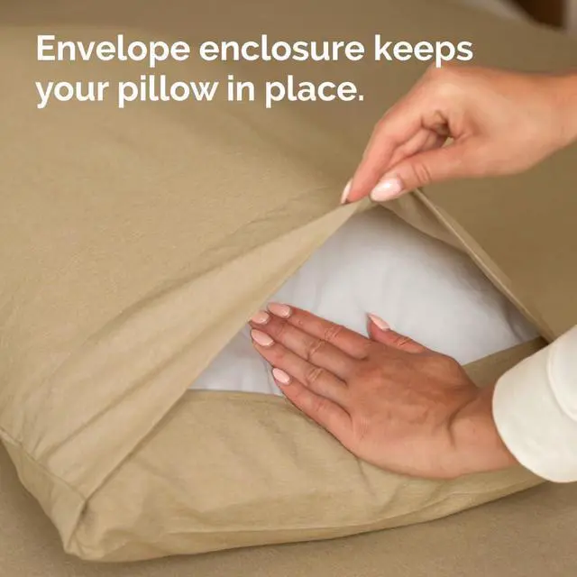 Alt view image 6 of 7 - Queen Pillow Cases Set of 2 - Ultra Soft Hotel Quality Pillowcase Covers - Comfy, Cozy & Wrinkle Free - Shrinkage and Fade Resistant - Machine Washable Pillow Protectors - 2 Piece Set - Heathered Tan