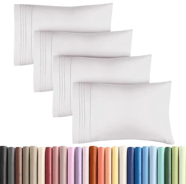 Main image of Queen Pillow Cases Set of 4 - Ultra Soft Hotel Quality Pillowcase Covers - Comfy, Cozy & Wrinkle Free - Shrinkage and Fade Resistant - Machine Washable Pillow Protectors - 4 Piece Set - French Grey