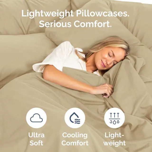 Alt view image 3 of 7 - Queen Pillow Cases Set of 8 - Ultra Soft Hotel Quality Pillowcase Covers - Comfy & Wrinkle Free - Shrink, Stain and Fade Resistant - Easy-Care, Machine Washable Pillow Protectors - 8 Pcs Set - Beige
