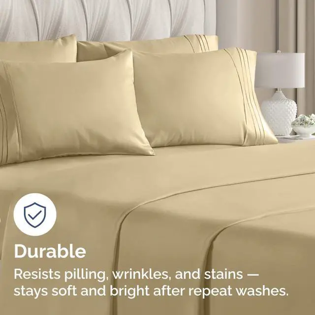 Alt view image 4 of 7 - Queen Pillow Cases Set of 8 - Ultra Soft Hotel Quality Pillowcase Covers - Comfy & Wrinkle Free - Shrink, Stain and Fade Resistant - Easy-Care, Machine Washable Pillow Protectors - 8 Pcs Set - Beige