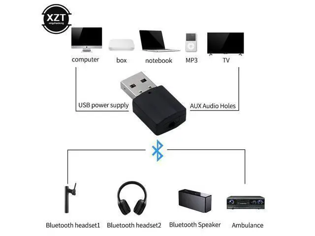 Alt view image 2 of 5 - 2 in1 Bluetooth 5.0 Audio Receiver Transmitter USB Wireless Adapter 3.5mm AUX Stereo For TV PC Car Laptop USB Dongle