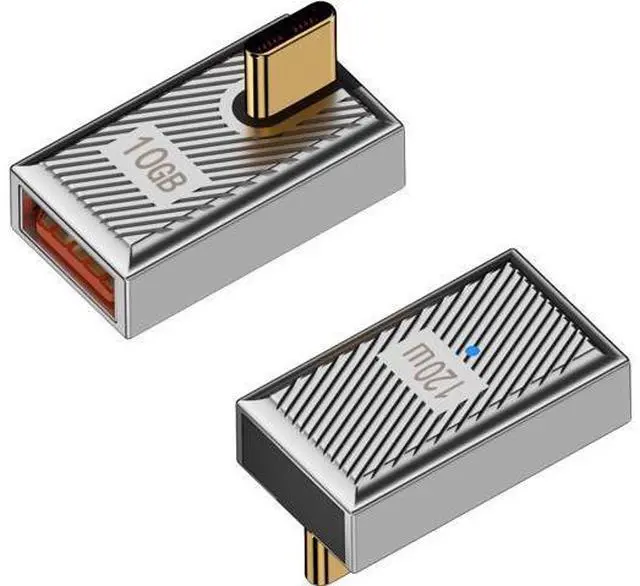 Main image of 120W USB A to USB C Adapter 90 Degree USB C to USB Adapter Right Angle USB Type 3.1 Female to USB C Male Converter OTG Fast Charging Compatible with MacBook Tablet Samsung Galaxy 2 Pack