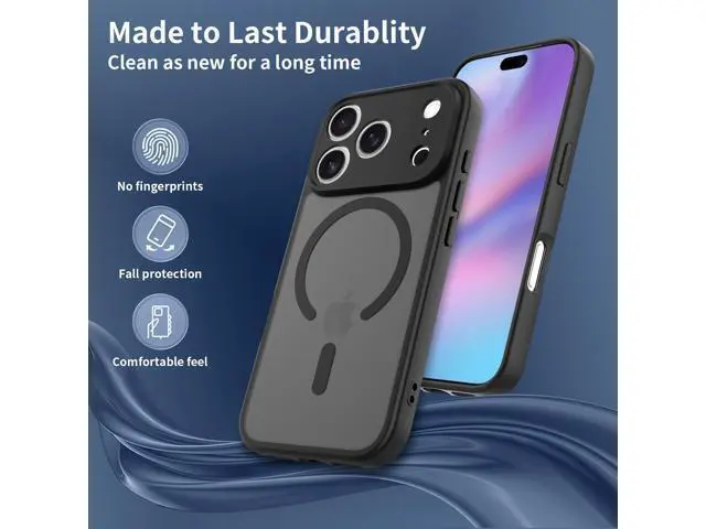 Alt view image 4 of 7 - Case for iPhone 17 Pro,Full Covered Camera Protection Magnetic Shockproof Slim Case Drop Proof Durable Protective Cover - Black