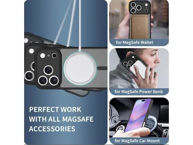 Alt view image 5 of 7 - Case for iPhone 17 Pro,Full Covered Camera Protection Magnetic Shockproof Slim Case Drop Proof Durable Protective Cover - Black