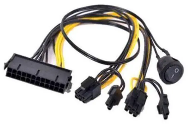 Main image of ATX Power 24Pin to Dual 6+2 Pin 8 Pin with on Off Switch Cable PCIe 6Pin 8Pin Male to 24 Pin Female Power Supply Cable