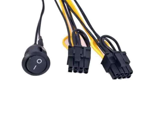 Alt view image 2 of 5 - ATX Power 24Pin to Dual 6+2 Pin 8 Pin with on Off Switch Cable PCIe 6Pin 8Pin Male to 24 Pin Female Power Supply Cable