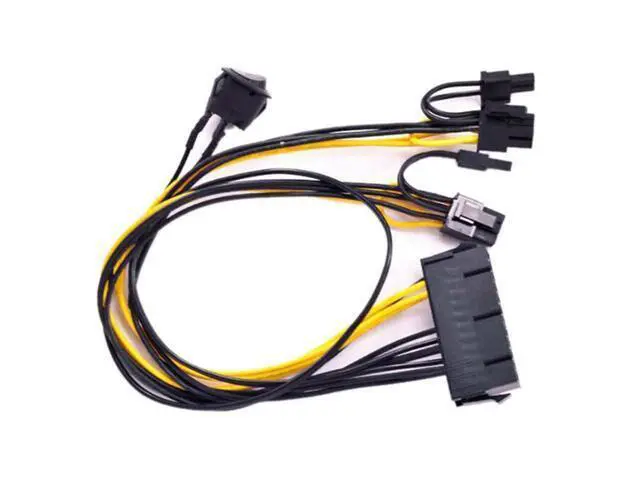 Alt view image 3 of 5 - ATX Power 24Pin to Dual 6+2 Pin 8 Pin with on Off Switch Cable PCIe 6Pin 8Pin Male to 24 Pin Female Power Supply Cable