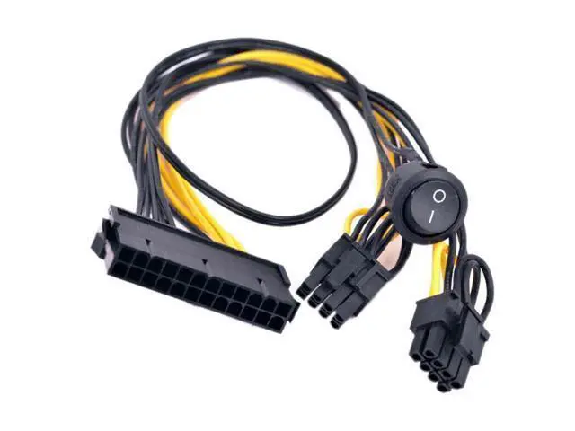 Alt view image 5 of 5 - ATX Power 24Pin to Dual 6+2 Pin 8 Pin with on Off Switch Cable PCIe 6Pin 8Pin Male to 24 Pin Female Power Supply Cable