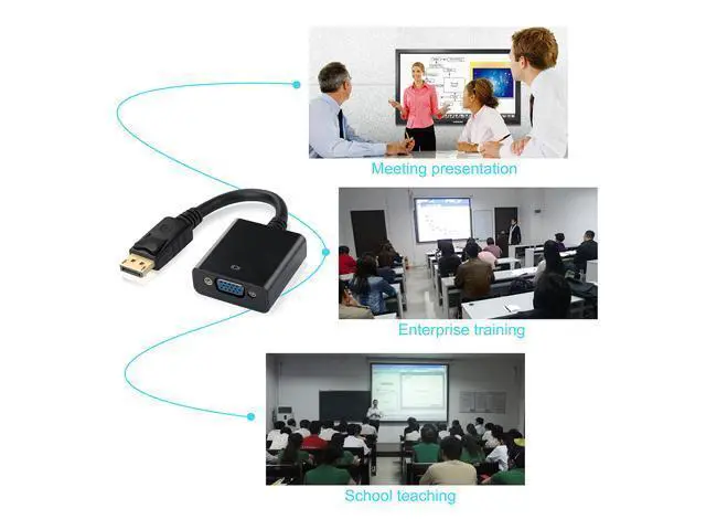 Alt view image 7 of 7 - Black 1080P 20 Pin DP DisplayPort Male To 15 Pin VGA Female Adapter Cable Converter for Macbook, ThinkPad, PC, Laptop, Digital Monitor, Projector, Computers