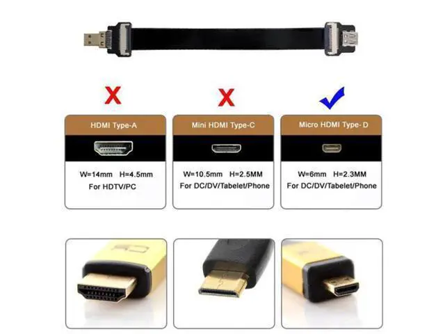 Alt view image 5 of 7 - CY CYFPV Micro HDMI Male to Micro HDMI Female Extension FPC Flat Cable 1080P for FPV HDTV Multicopter Aerial Photography