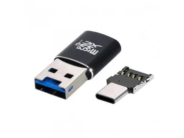 Alt view image 3 of 6 - Xiwai CY U3-051+UC-053 USB 3.0 to Micro SD SDXC TF Card Reader with Micro Type-C USB-C OTG Adapter for Tablet / Cell Phone