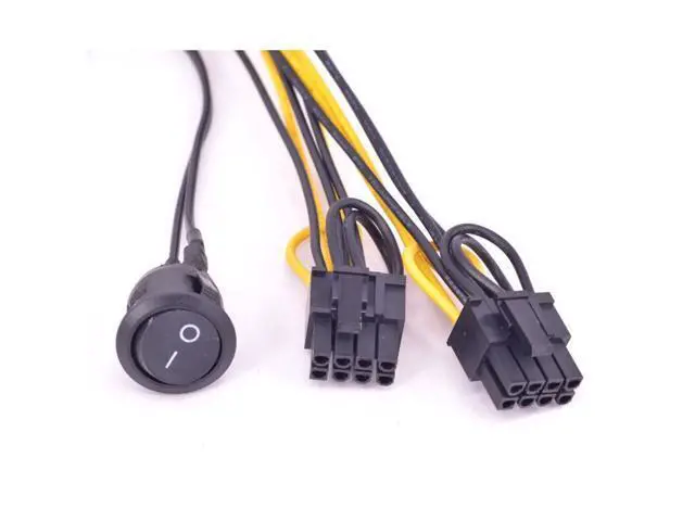 Alt view image 2 of 5 - 24 Pin to Dual 6+2 Pin 8 Pin with On Off Switch cable ATX 24Pin Female to PCIe Graphics Card 6Pin 8pin Power Supply Cable