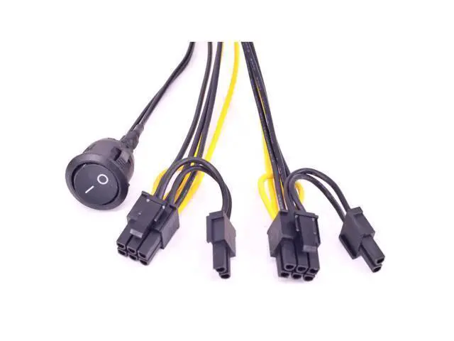 Alt view image 3 of 5 - 24 Pin to Dual 6+2 Pin 8 Pin with On Off Switch cable ATX 24Pin Female to PCIe Graphics Card 6Pin 8pin Power Supply Cable